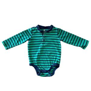 GAP | Striped Henley Bodysuit Green & Navy
